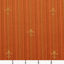 Load image into Gallery viewer, Essentials Upholstery Drapery Fleur de Lis Fabric Orange Gold / Amber Medallion
