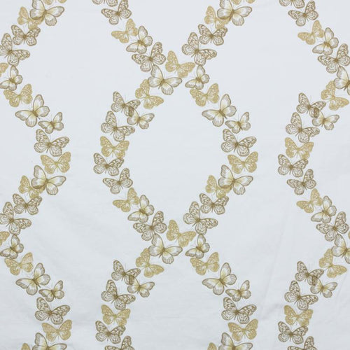 Flight of Fancy Gold Metallic Beige Embroidered Butterfly Drapery Fabric / Ormolu