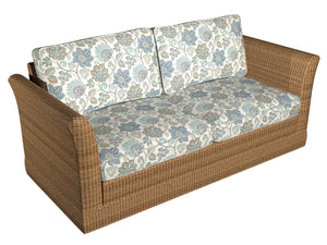 Essentials Outdoor Stain Resistant Floral Upholstery Drapery Fabric Aqua Blue White / Chambray