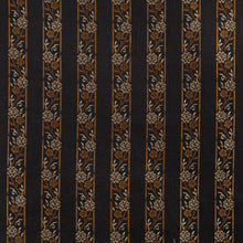 Load image into Gallery viewer, Essentials Floral Stripe Upholstery Drapery Black Gold Fabric