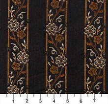 Load image into Gallery viewer, Essentials Floral Stripe Upholstery Drapery Black Gold Fabric