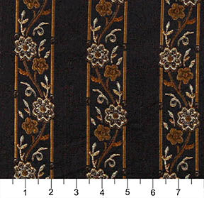 Essentials Floral Stripe Upholstery Drapery Black Gold Fabric