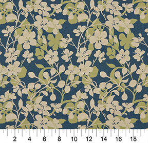 Essentials Outdoor Upholstery Drapery Floral Fabric / Blue Olive Beige