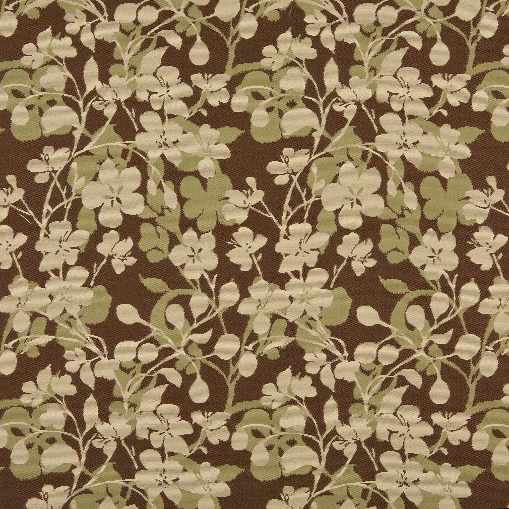 Essentials Outdoor Upholstery Drapery Floral Fabric / Brown Olive Beige