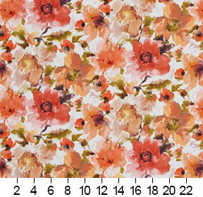 Essentials Drapery Upholstery Floral Print Fabric / Coral Pink White