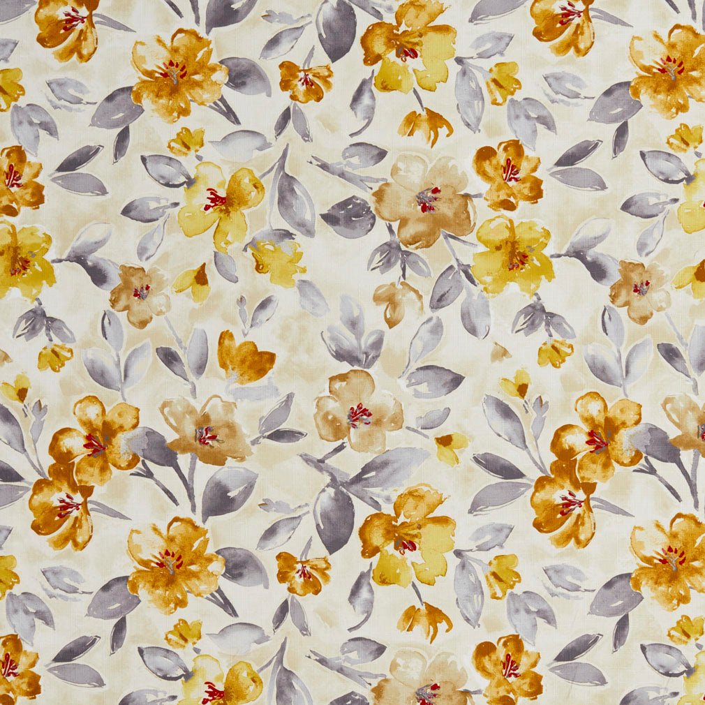Essentials Drapery Upholstery Floral Fabric / Gold Gray Beige