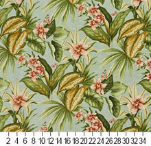 Load image into Gallery viewer, Essentials Outdoor Stain Resistant Floral Upholstery Drapery Fabric Green Coral Aqua / Jamaica
