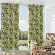 Load image into Gallery viewer, Essentials Outdoor Stain Resistant Floral Upholstery Drapery Fabric Green Coral Aqua / Jamaica