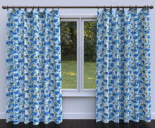 Load image into Gallery viewer, Essentials Drapery Upholstery Floral Fabric / Navy Blue White