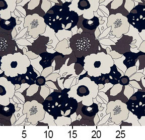 Essentials Drapery Upholstery Floral Fabric / Navy Gray White