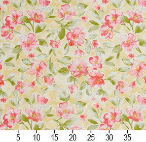 Essentials Drapery Upholstery Floral Fabric / Salmon Lime Yellow