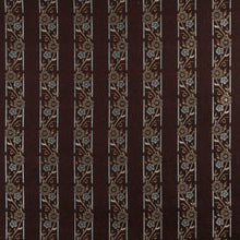 Load image into Gallery viewer, Essentials Floral Stripe Upholstery Drapery Brown Aqua Fabric