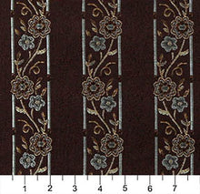 Load image into Gallery viewer, Essentials Floral Stripe Upholstery Drapery Brown Aqua Fabric