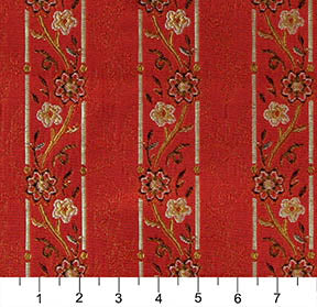 Essentials Floral Stripe Upholstery Drapery Red Brown Fabric