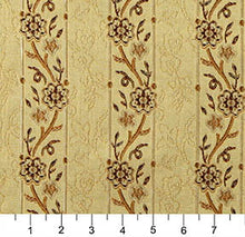 Load image into Gallery viewer, Essentials Floral Stripe Upholstery Drapery Yellow Brown Fabric
