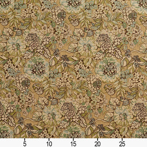 Essentials Outdoor Upholstery Drapery Floral Fabric / Teal Olive Beige