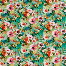 Load image into Gallery viewer, Essentials Drapery Upholstery Floral Fabric / Teal White Orange