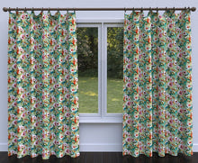 Load image into Gallery viewer, Essentials Drapery Upholstery Floral Fabric / Teal White Orange