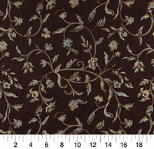 Load image into Gallery viewer, Essentials Floral Vine Upholstery Drapery Brown Aqua Fabric