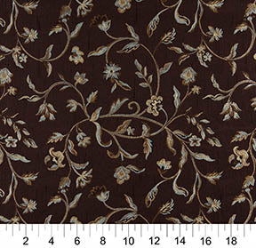 Essentials Floral Vine Upholstery Drapery Brown Aqua Fabric