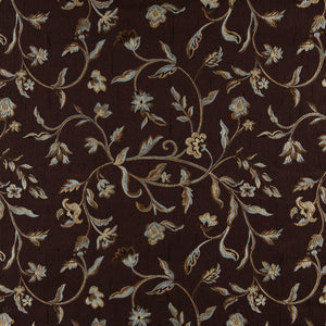 Essentials Floral Vine Upholstery Drapery Brown Aqua Fabric