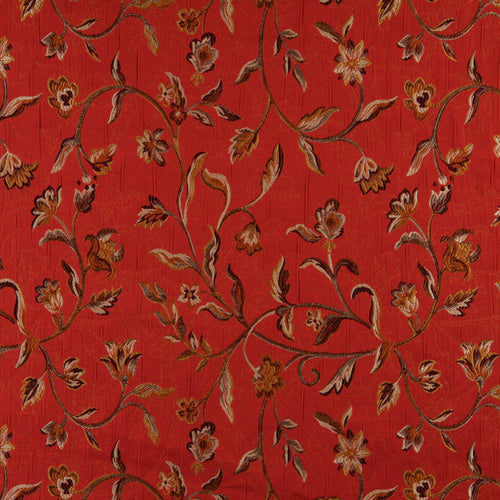 Essentials Floral Vine Upholstery Drapery Red Brown Fabric