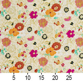Essentials Drapery Upholstery Floral Print Fabric / Yellow Fuchsia White