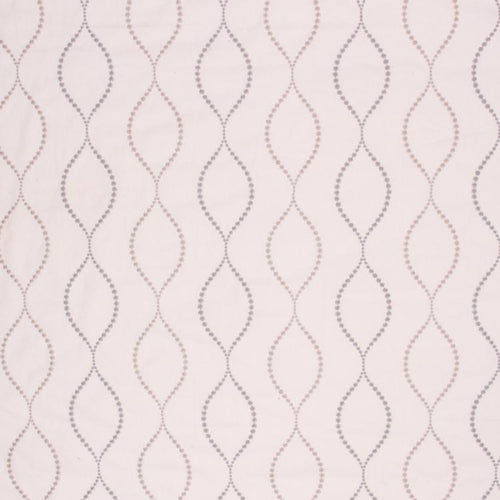 Embroidered Cotton Trellis Drapery Fabric Cream Beige / Fog RMIL1