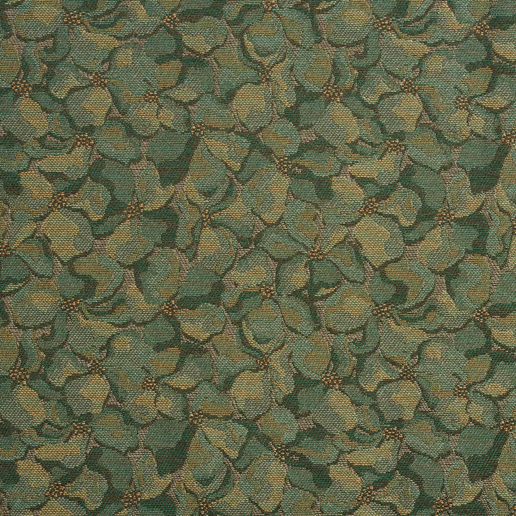 Essentials Heavy Duty Forest Olive Green Floral Petal Upholstery Fabric / Juniper