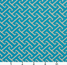 Load image into Gallery viewer, Essentials Outdoor Upholstery Drapery Fret Fabric / Aqua