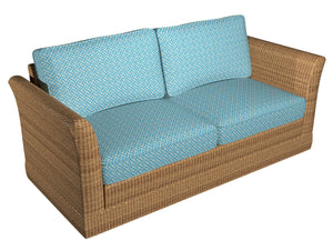Essentials Outdoor Upholstery Drapery Fret Fabric / Aqua