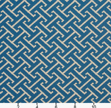 Load image into Gallery viewer, Essentials Outdoor Upholstery Drapery Fret Fabric / Navy