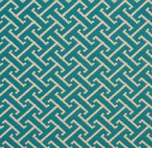 Load image into Gallery viewer, Essentials Outdoor Upholstery Drapery Fret Fabric / Teal
