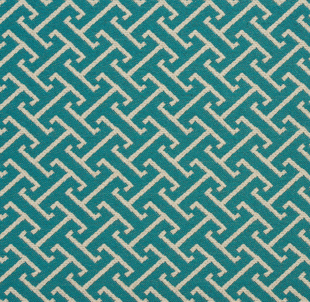Essentials Outdoor Upholstery Drapery Fret Fabric / Teal