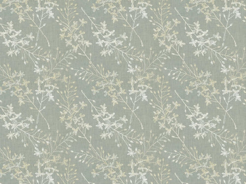 Grey Ivory Beige Floral Embroidered Drapery Fabric