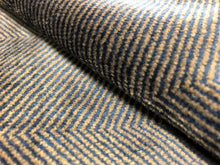 Load image into Gallery viewer, Navy Blue Gray Chevron Herringbone Geometric Velvet Chenille Upholstery Fabric