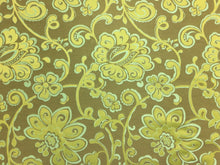 Load image into Gallery viewer, Olive Green Aqua Blue Brown Floral Botanical Water &amp; Stain Resistant Upholstery Fabric