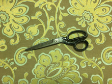Load image into Gallery viewer, Olive Green Aqua Blue Brown Floral Botanical Water &amp; Stain Resistant Upholstery Fabric