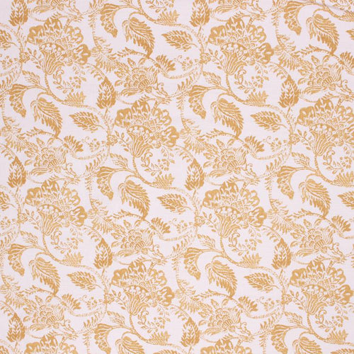 Floral Cotton Drapery Upholstery Fabric Mustard / Golden RMIL1