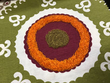 Load image into Gallery viewer, Embroidered Medallion Corded Drapery Fabric Green Ivory Orange Red / Green Multi RMBLV