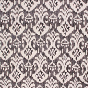 Cotton Ikat Ethnic Drapery Upholstery Fabric Charcoal Gray Cream / Greystone