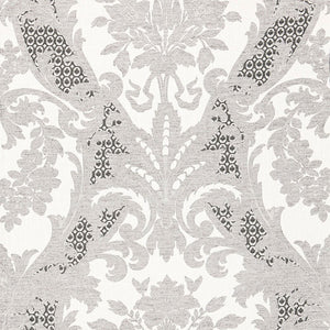 SCHUMACHER TOSCANA LINEN DAMASK FABRIC / GRISAILLE