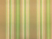 Load image into Gallery viewer, Green Beige Coral Brown Taupe Stripe Indoor Outdoor Performance Upholstery Fabric