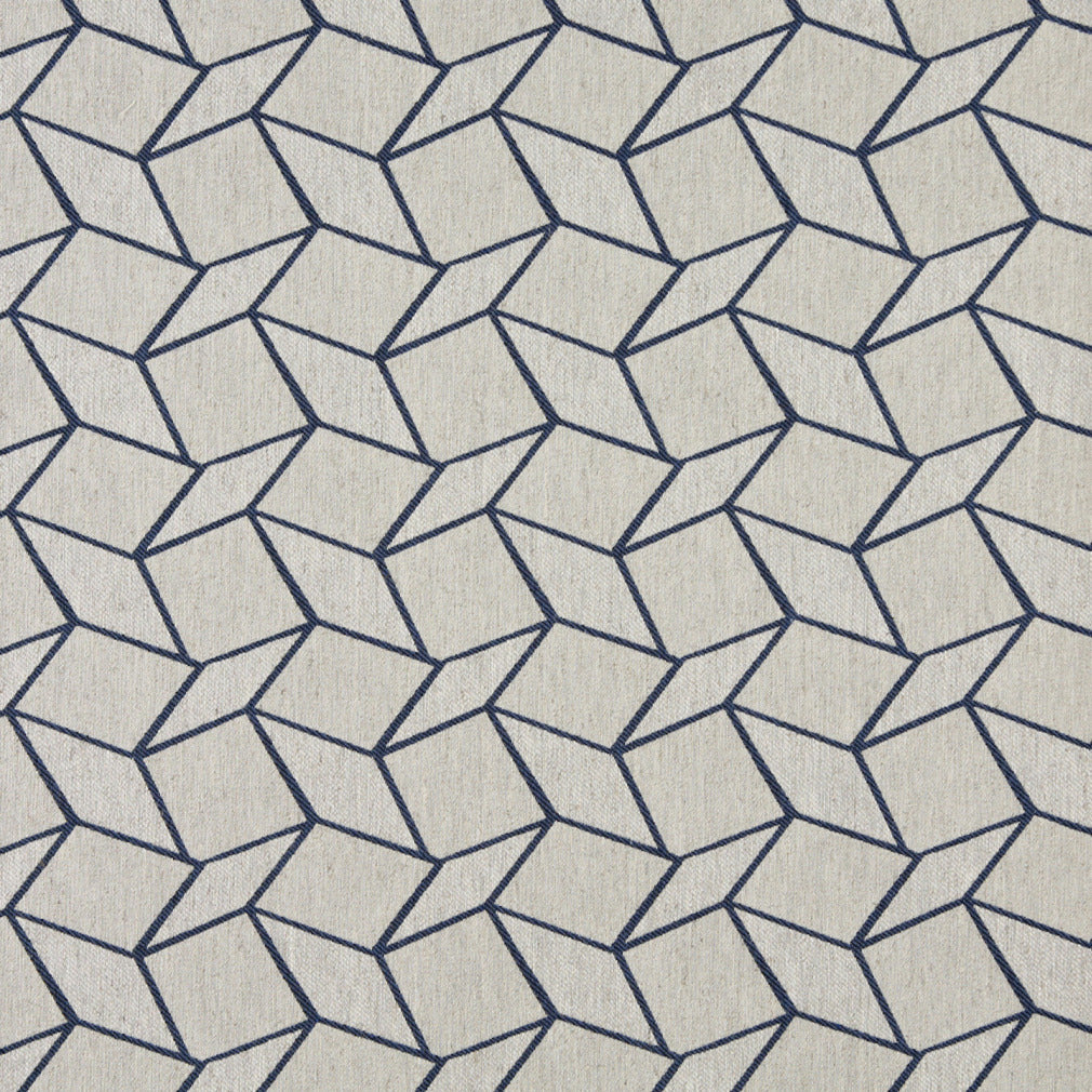 Essentials Heavy Duty Upholstery Geometric Fabric / Blue White
