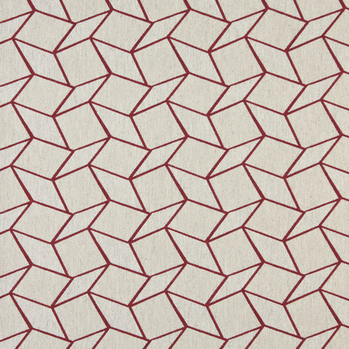 Essentials Heavy Duty Upholstery Geometric Fabric / Burgundy White