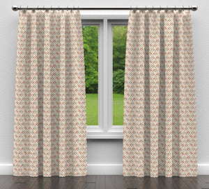 Essentials Heavy Duty Geometric Upholstery Drapery Fabric / Coral Beige Sage