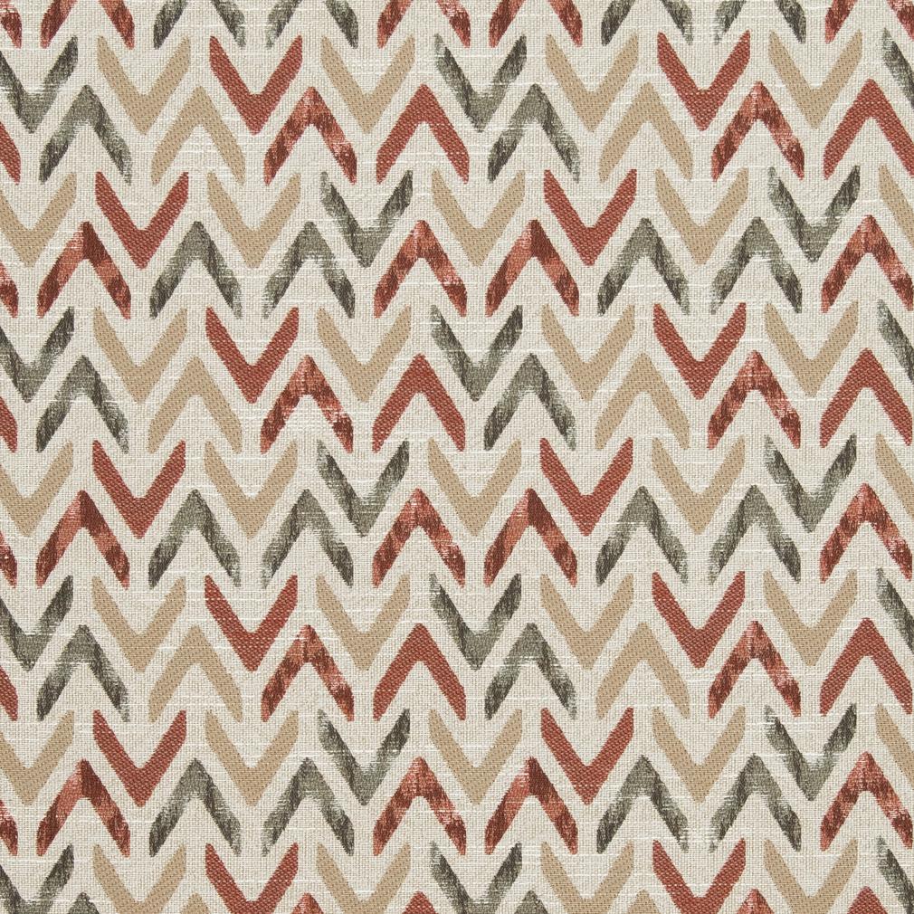 Essentials Heavy Duty Geometric Upholstery Drapery Fabric / Coral Beige Sage
