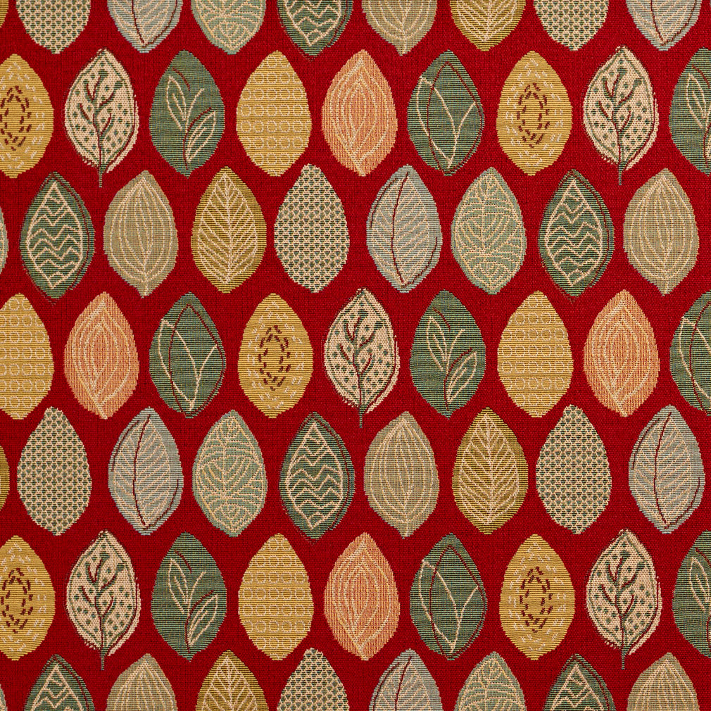 Essentials Outdoor Upholstery Drapery Geometric Leaves Fabric / Red