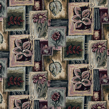 Load image into Gallery viewer, Essentials Geometric Floral Upholstery Tapestry Fabric Mauve Burgundy Teal / Brandy