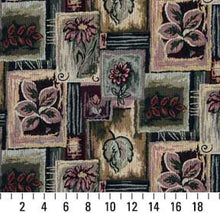Load image into Gallery viewer, Essentials Geometric Floral Upholstery Tapestry Fabric Mauve Burgundy Teal / Brandy